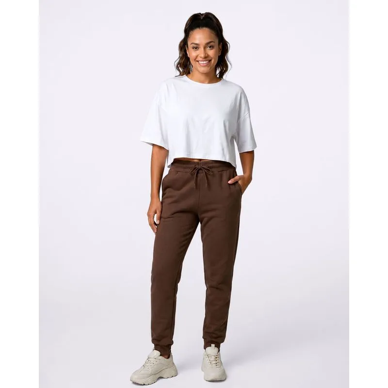 Calça Moletom Feminina Jogger com Bolso Marrom M
