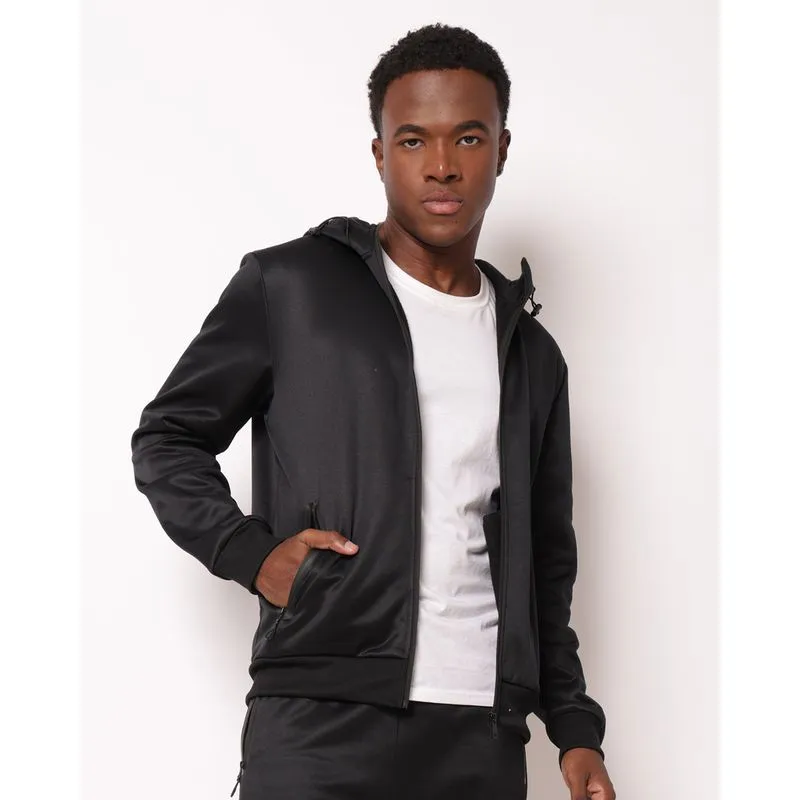 Jaqueta Esportiva Masculina Fitter com Capuz Preta PP