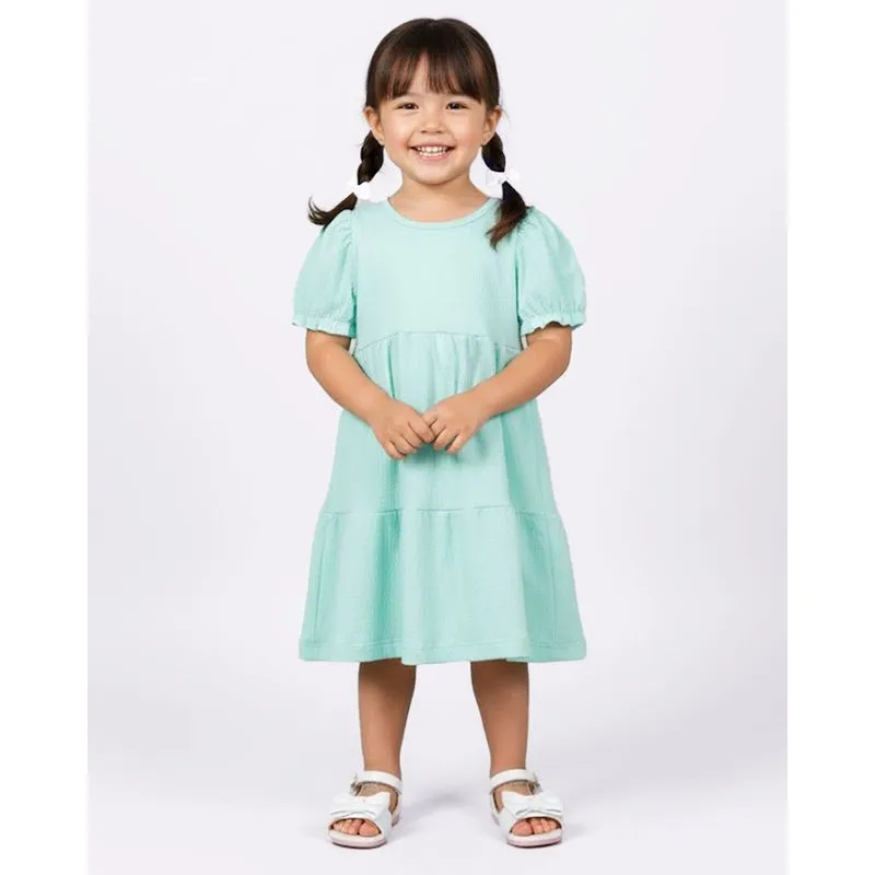 Vestido Bebê Curto Três Marias Manga Curta Verde 1
