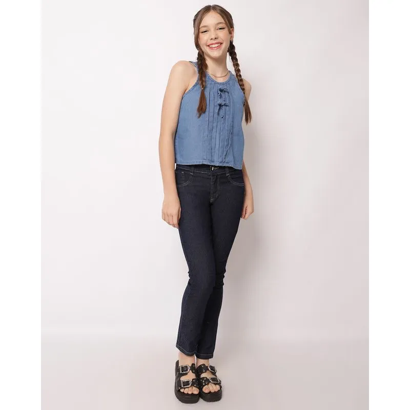 Calça Jeans Juvenil Skinny Básica Azul 10