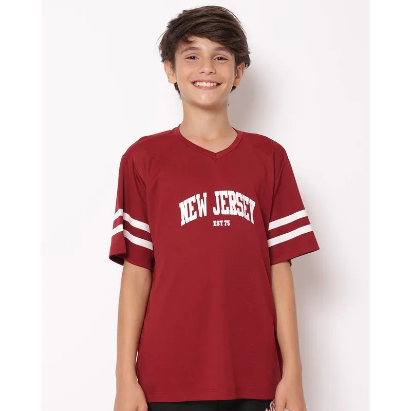 Camiseta Juvenil Dry Fit Esportiva Manga Curta Vermelha 16