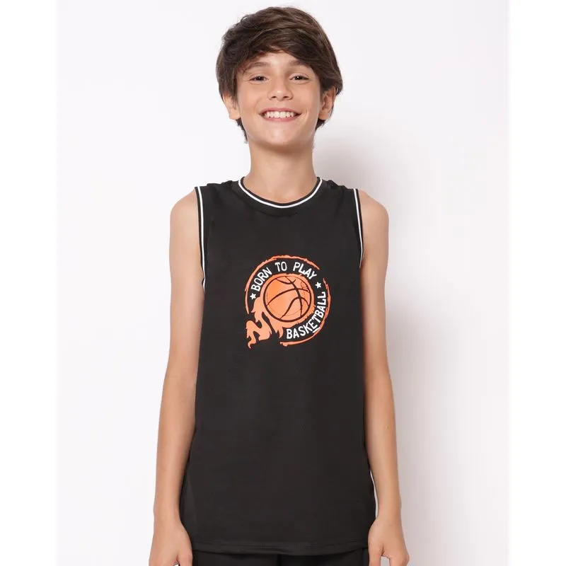 Regata Esportiva Juvenil Dry Fit Basquete Preta 18