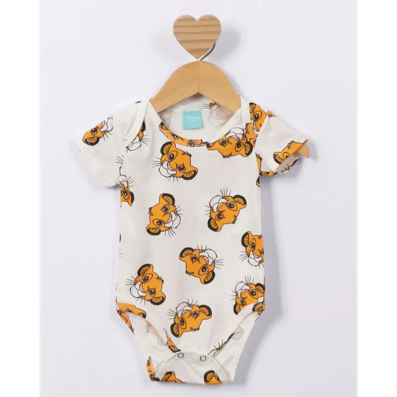 Body Bebê Algodão Simba O Rei Leão Off White G