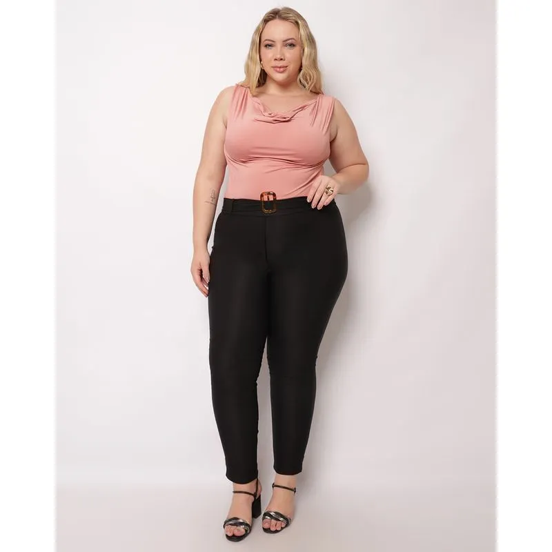 Body Plus Size Feminino Decote Degagê Rosa G2