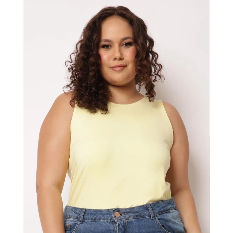 Regata Plus Size Feminina Suplex Lisa Amarelo G3