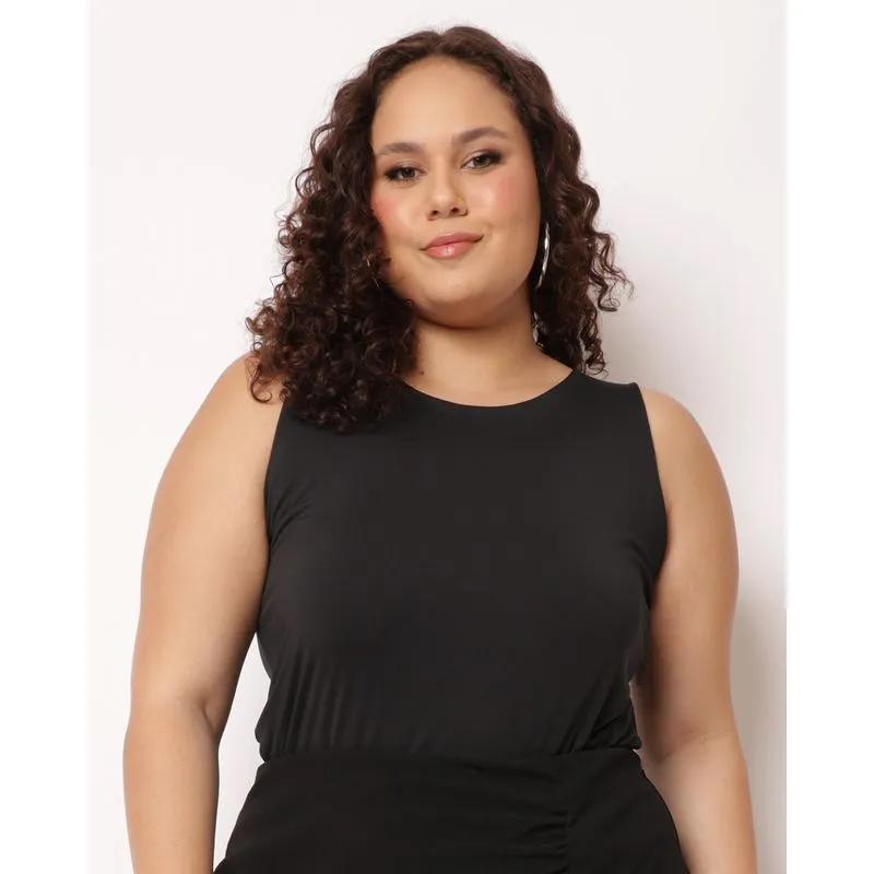 Regata Plus Size Feminina Suplex Lisa Preto G1