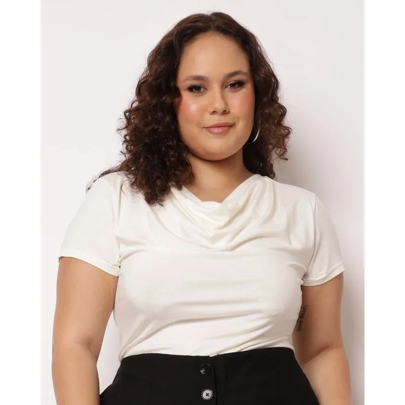 Blusa Feminina Manga Curta Plus Size Off White G4