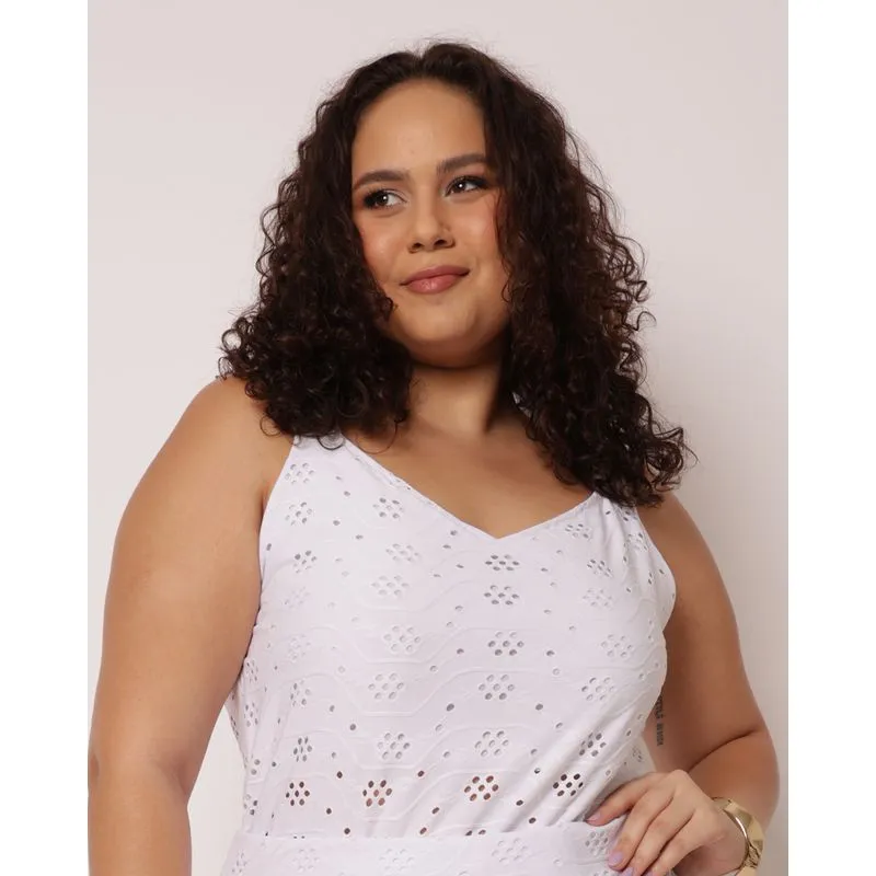 Regata Plus Size Feminina Laise Branca G1