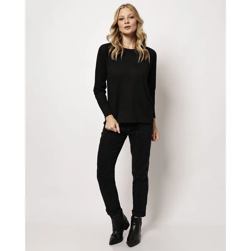 Calça Sarja Feminina Skinny com Brilho Preta 34