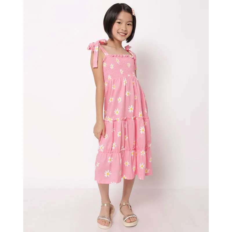 Vestido Infantil Midi Algodão Três Marias Florzinhas Rosa 6