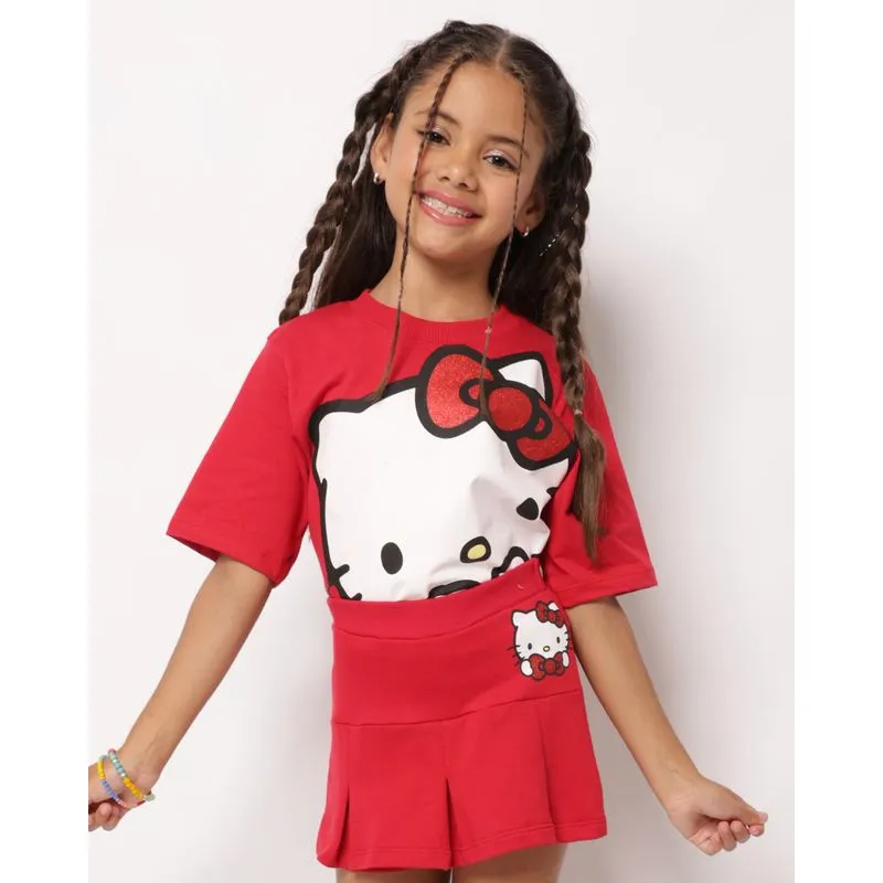 Blusa Infantil Algodão Estampada Hello Kitty Vermelha 10