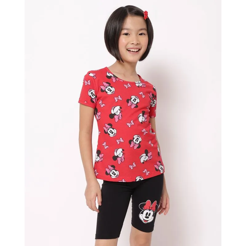Conjunto Infantil Curto Estampado Disney Minnie Vermelho 12