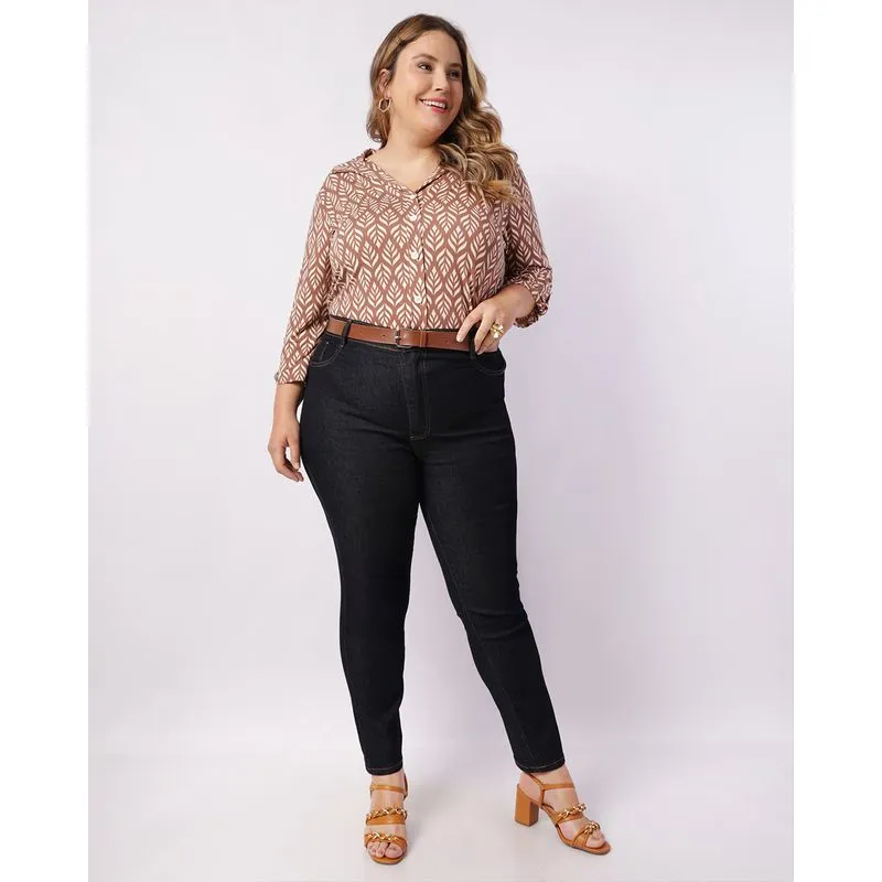Calça Jeans Plus Size Feminina Sawary Skinny Azul 48