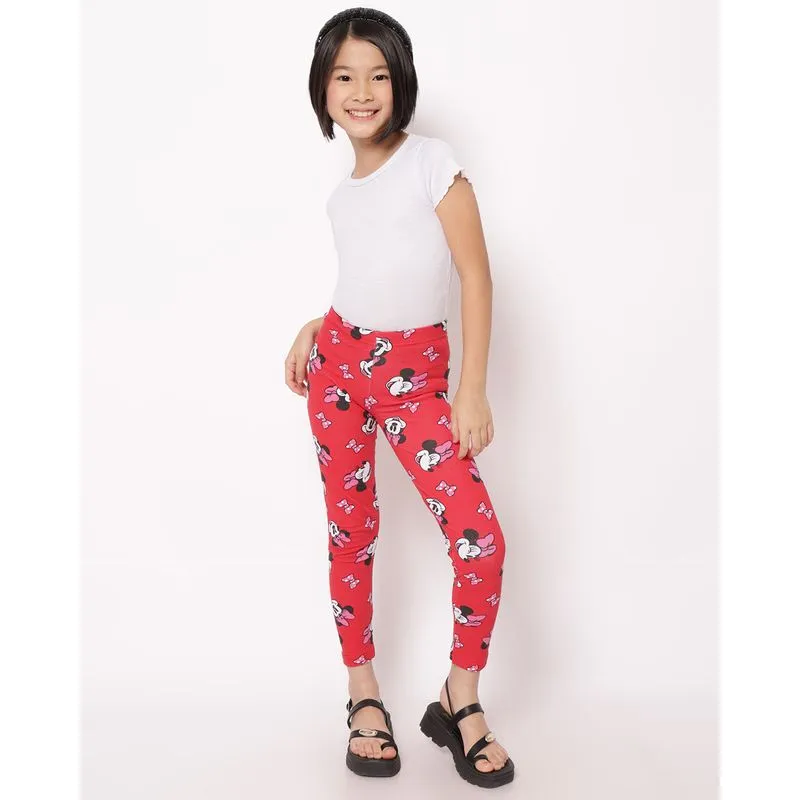 Calça Legging Infantil Disney Estampada Minnie Vermelho 8