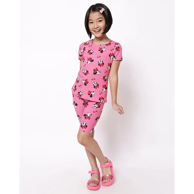 Bermuda Infantil Disney Estampada Minnie Rosa 10