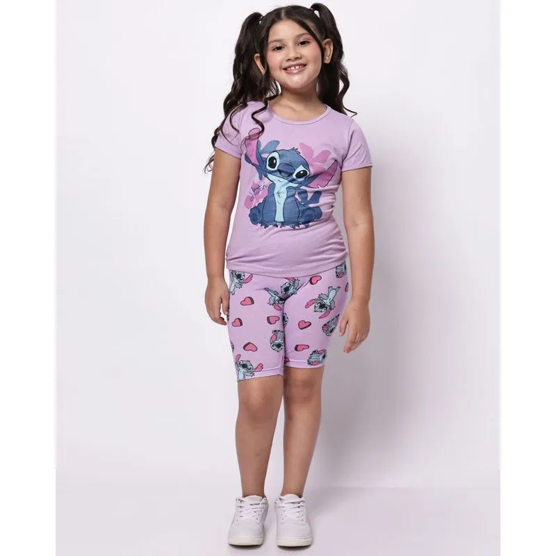 Bermuda Infantil Disney Estampada Stitch Lilás 10