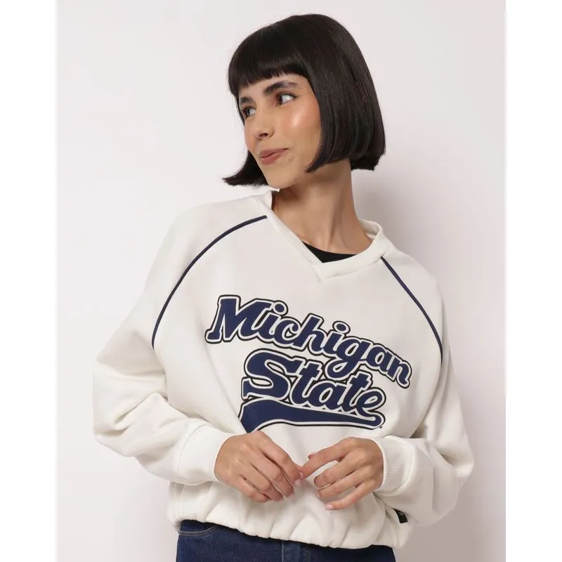 Blusão Moletom Feminino Michigan State Off White M