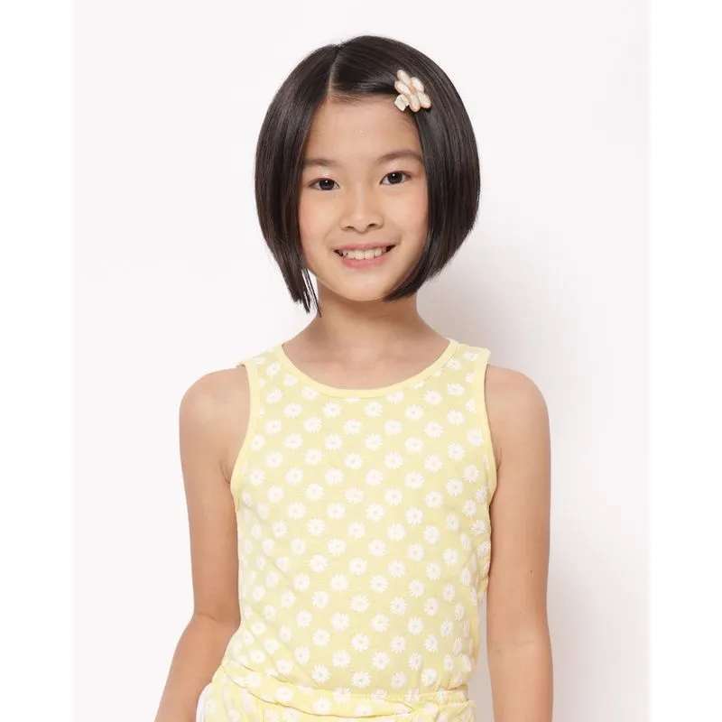 Regata Infantil Cropped Estampada Margaridas Amarela 4