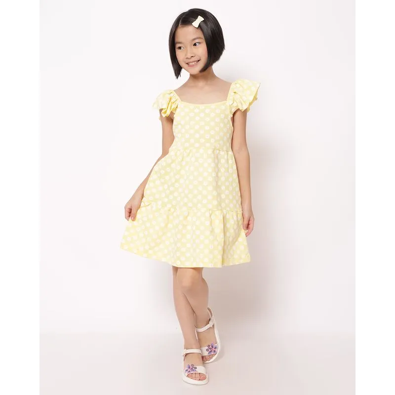 Vestido Infantil Curto Algodão Três Marias Margaridas Amarelo 8