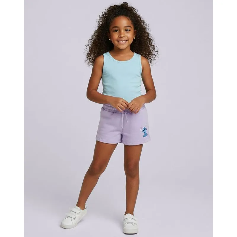 Short Infantil Moletinho Disney Estampa Stitch Lilás 16