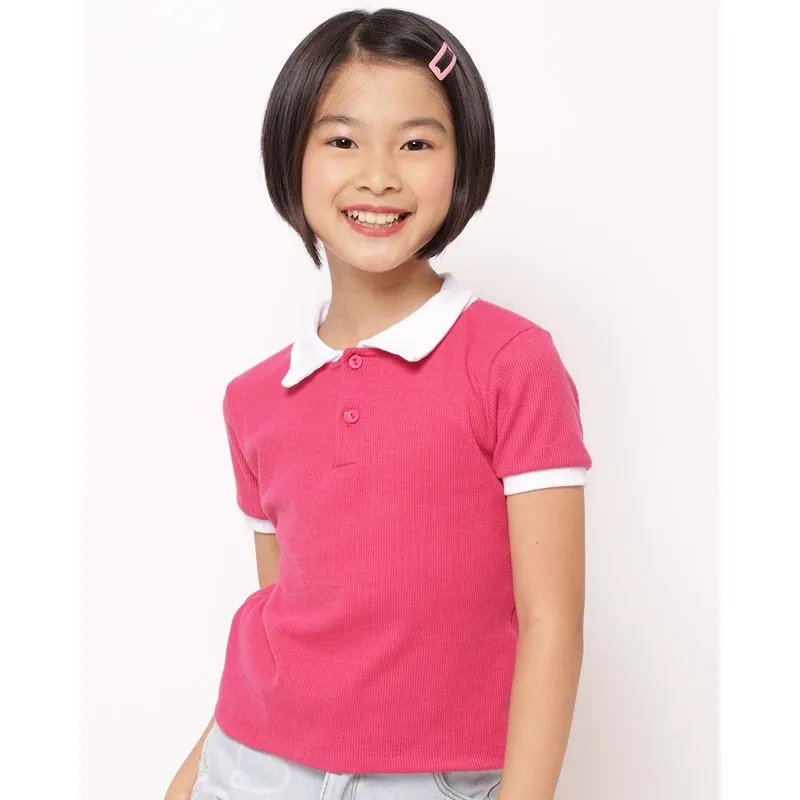 Blusa Polo Infantil Canelada Rosa 18