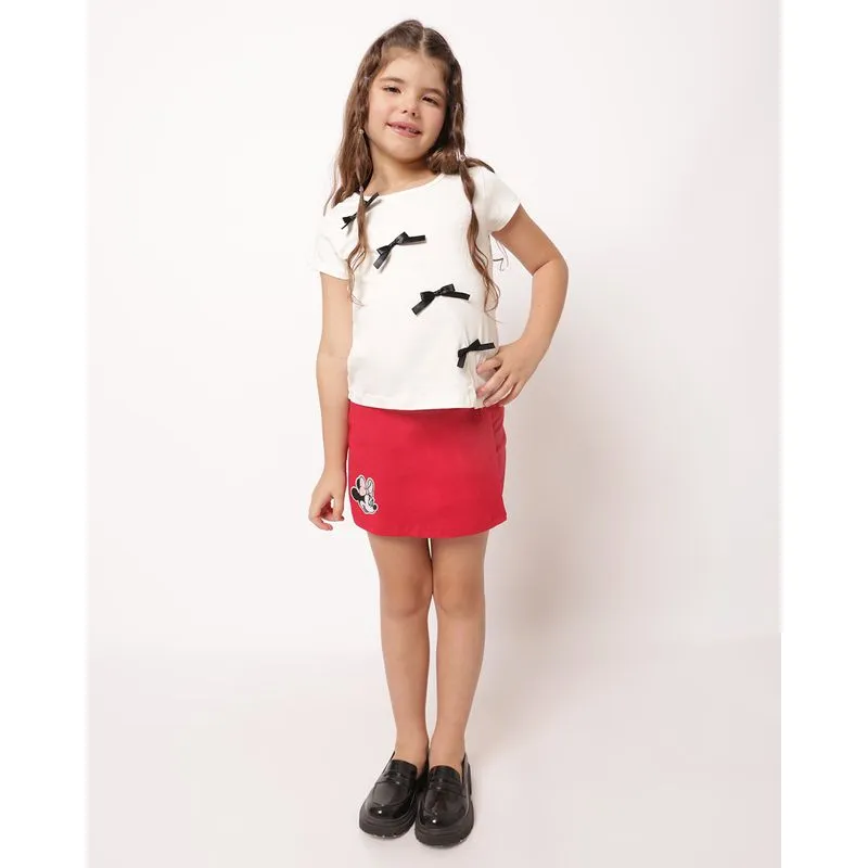 Shorts Saia Infantil Disney Minnie Vermelho 4