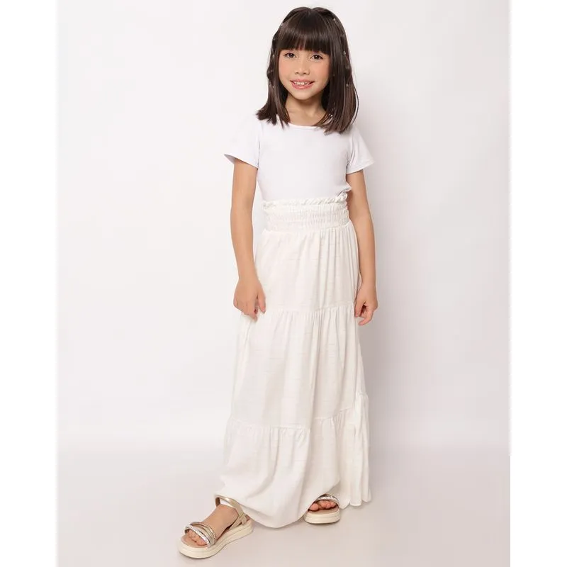 Saia Longa Infantil Lurex Branca 10