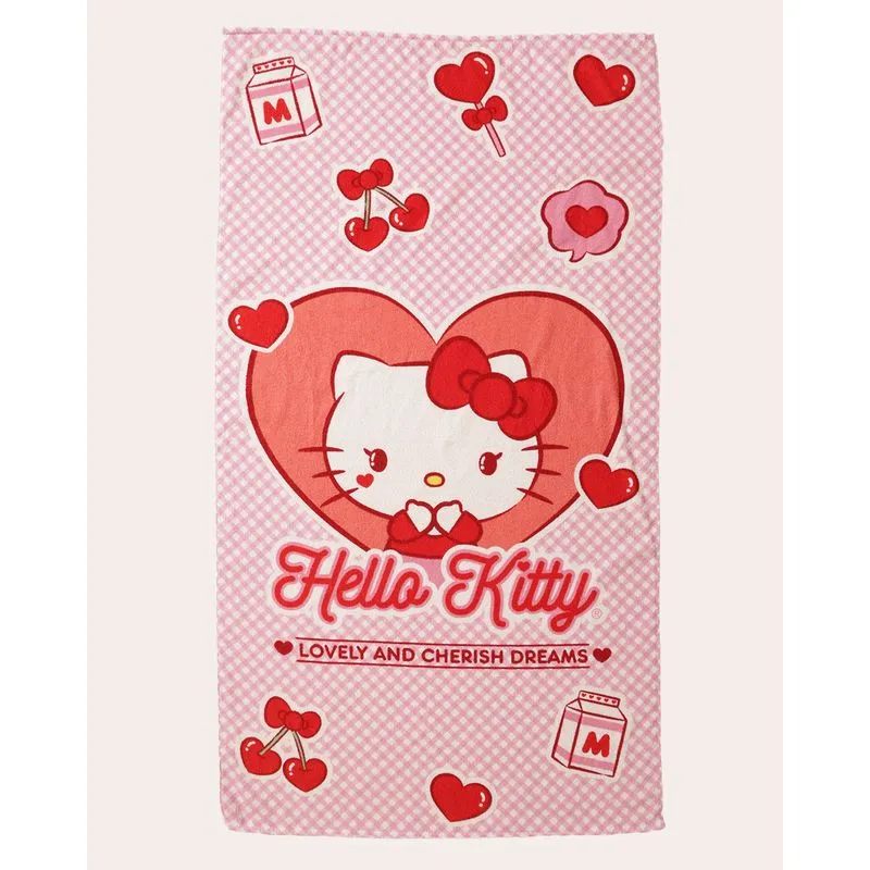 Toalha De Banho Infantil Algodão Sanrio Hello Kitty Rosa UN