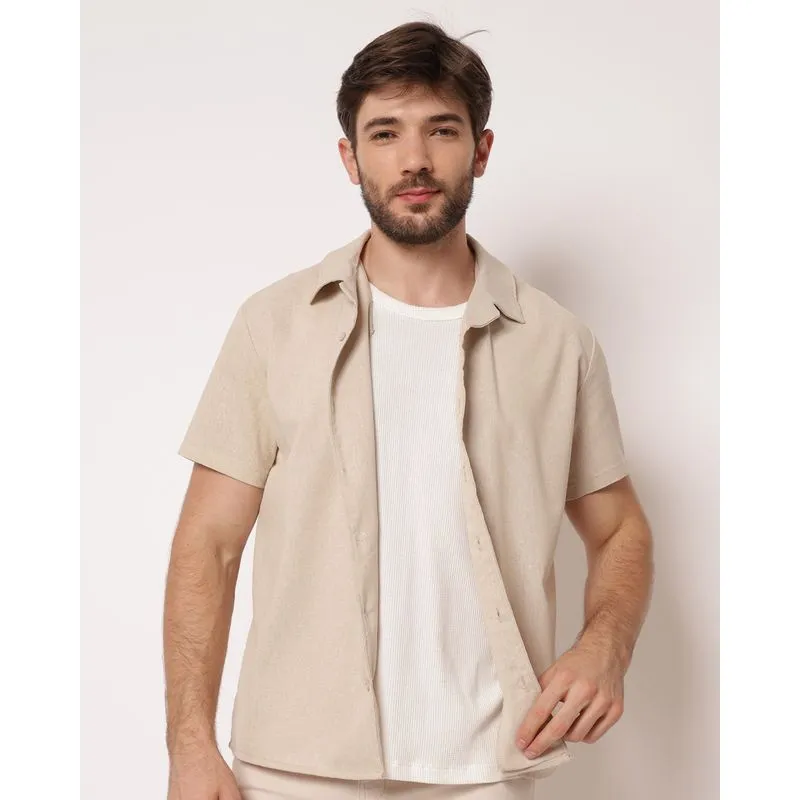 Camisa Masculina Viscolinho Manga Curta Off White M