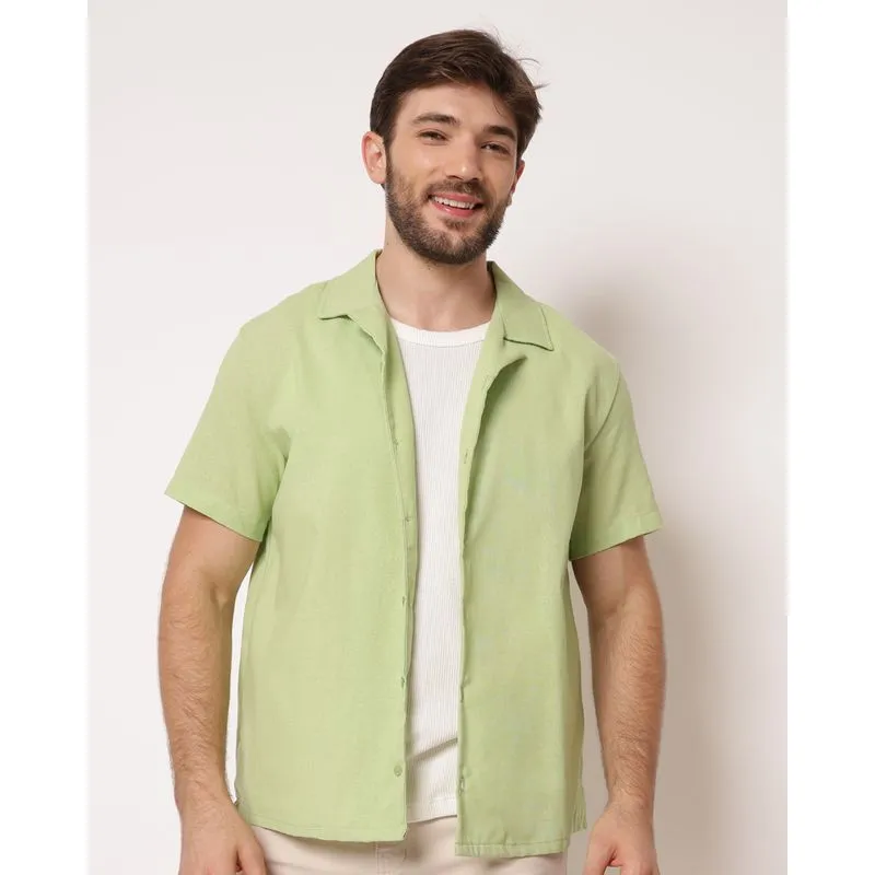 Camisa Masculina Viscolinho Manga Curta Verde GG