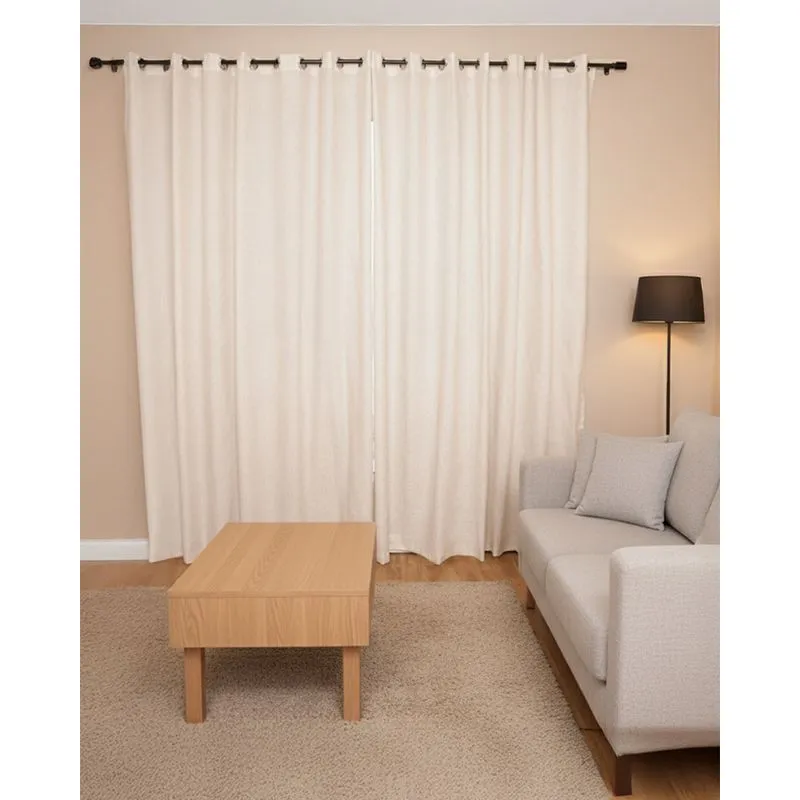 Cortina Rústica Bella Janela 420cm x 250cm Estampada Off White UN