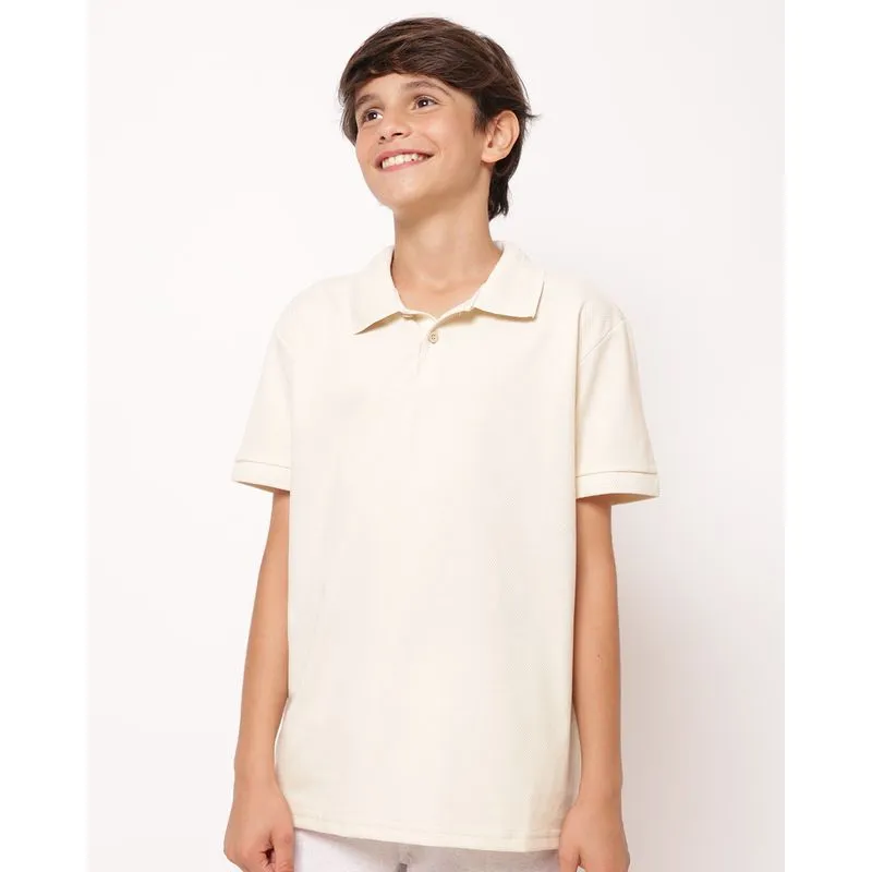 Camisa Polo Juvenil Texturizada Bege 12