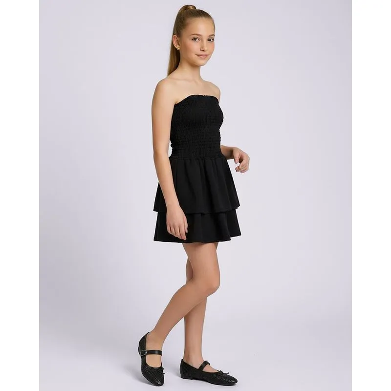Vestido Juvenil Tomara Que Caia com Babados Preto 10