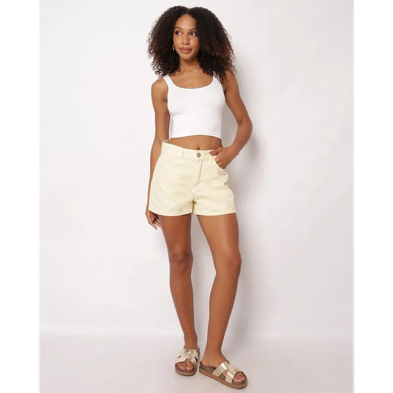 Short Sarja Feminino Mom Amarelo 44