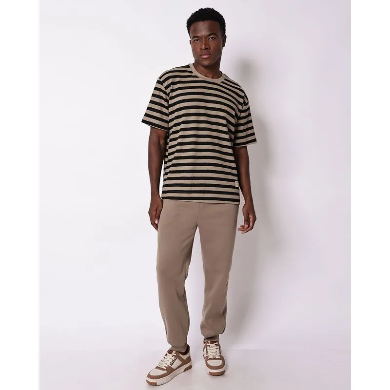 Calça Moletom Masculina Jogger com Bolsos Bege P