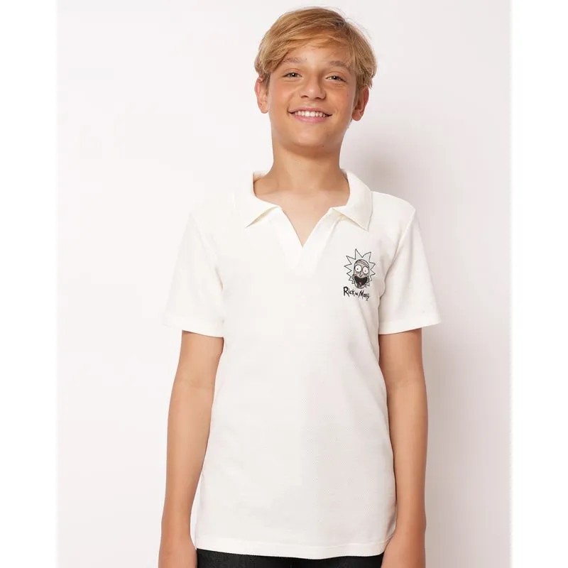 Camisa Polo Juvenil Warner Estampa Rick & Morty Off White 16