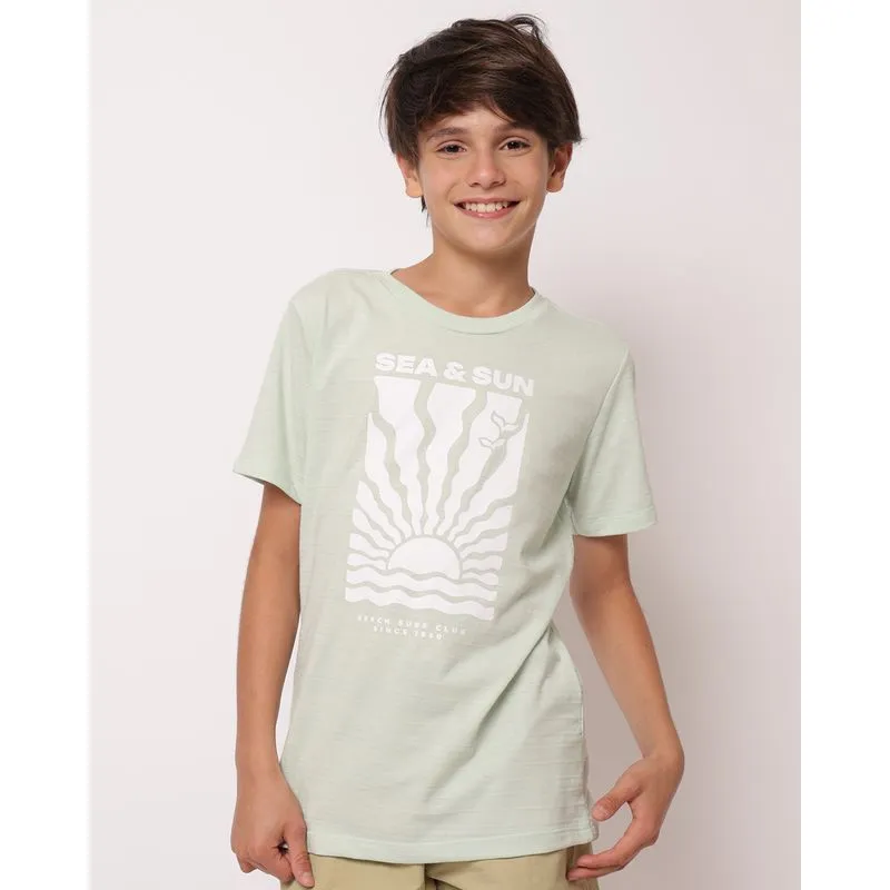 Camiseta Juvenil Algodão Estampa Frontal Verde 12