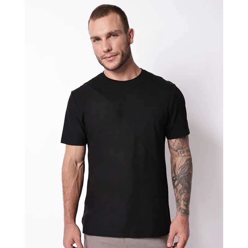 Camiseta Masculina Algodão Peruano Texturizada Preto XG