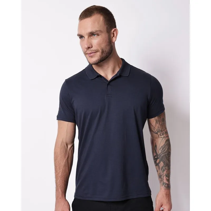 Camisa Polo Masculina Algodão Peruano Liso Marinho G