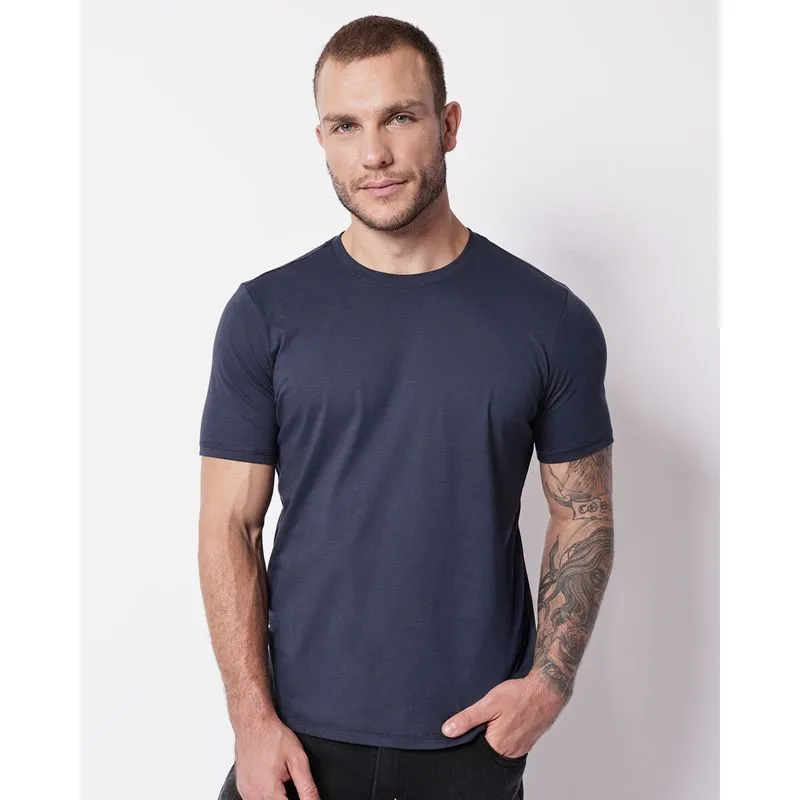 Camiseta Masculina Algodão Peruano Lisa Marinho G