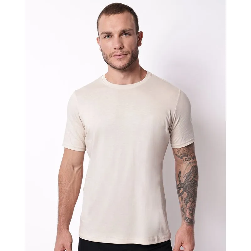 Camiseta Masculina Algodão Peruano Bege P