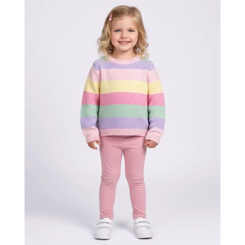 Suéter Bebê Chenille Listrado com Lurex Rosa 3