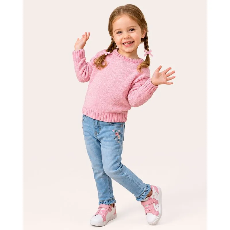 Suéter Tricô Bebê Chenille com Lurex Rosa 1