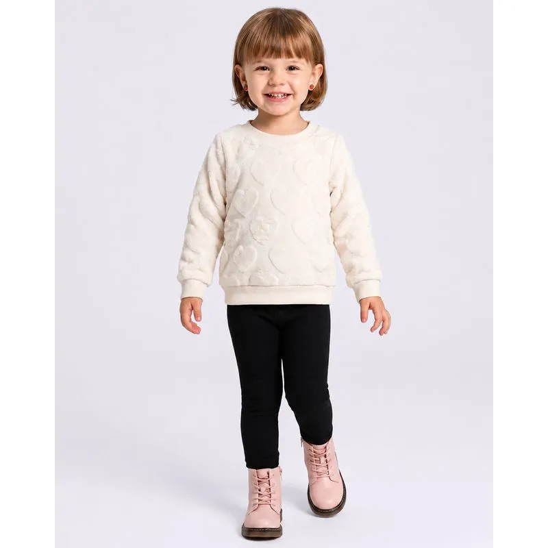 Blusão Bebê Plush Texturizado Corações Off White 3