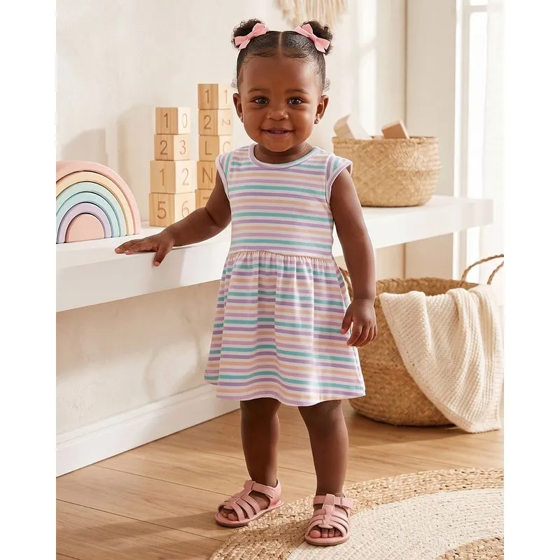 Vestido Curto Bebê Listrado Branco G