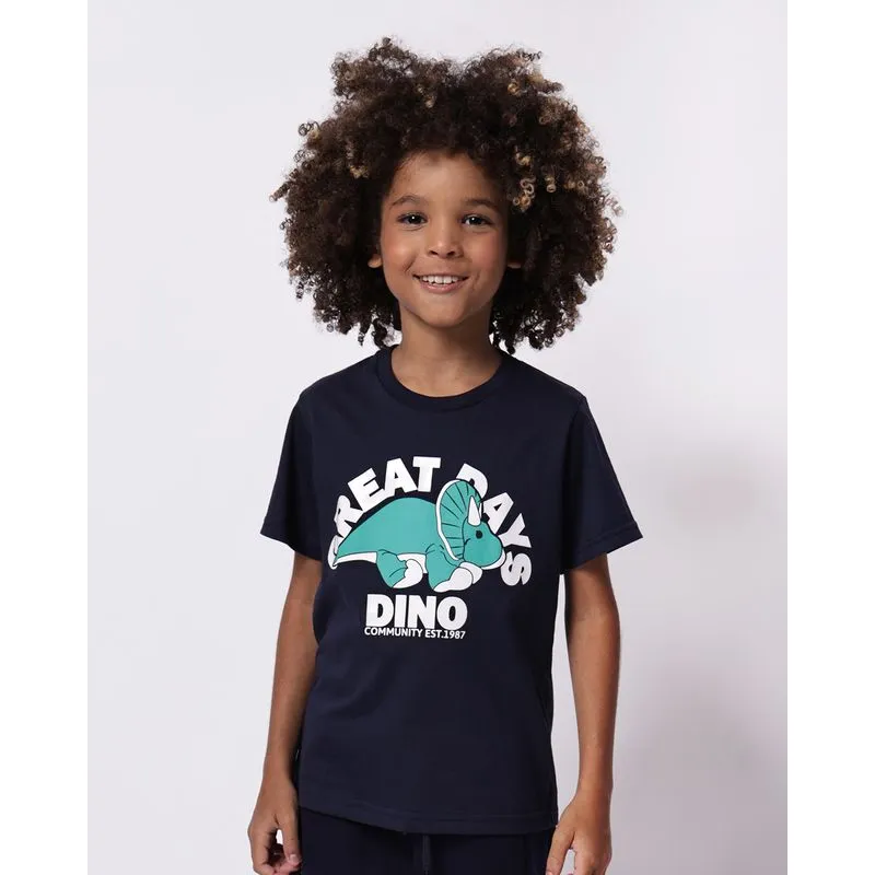 Camiseta Infantil Algodão Estampa Dino Marinho 4