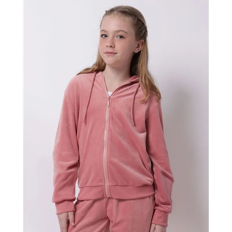 Jaqueta Juvenil Plush com Capuz Cordão Rosa 10