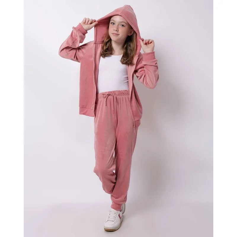 Calça Juvenil Plush Jogger com Bolsos Rosa 10