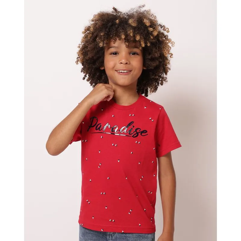 Camiseta Infantil Algodão Estampa Texturizada Vermelha 6