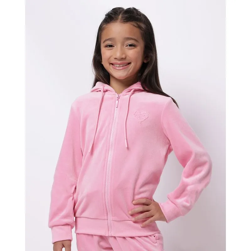 Jaqueta Infantil Paetê Coração com Capuz Rosa Claro 8